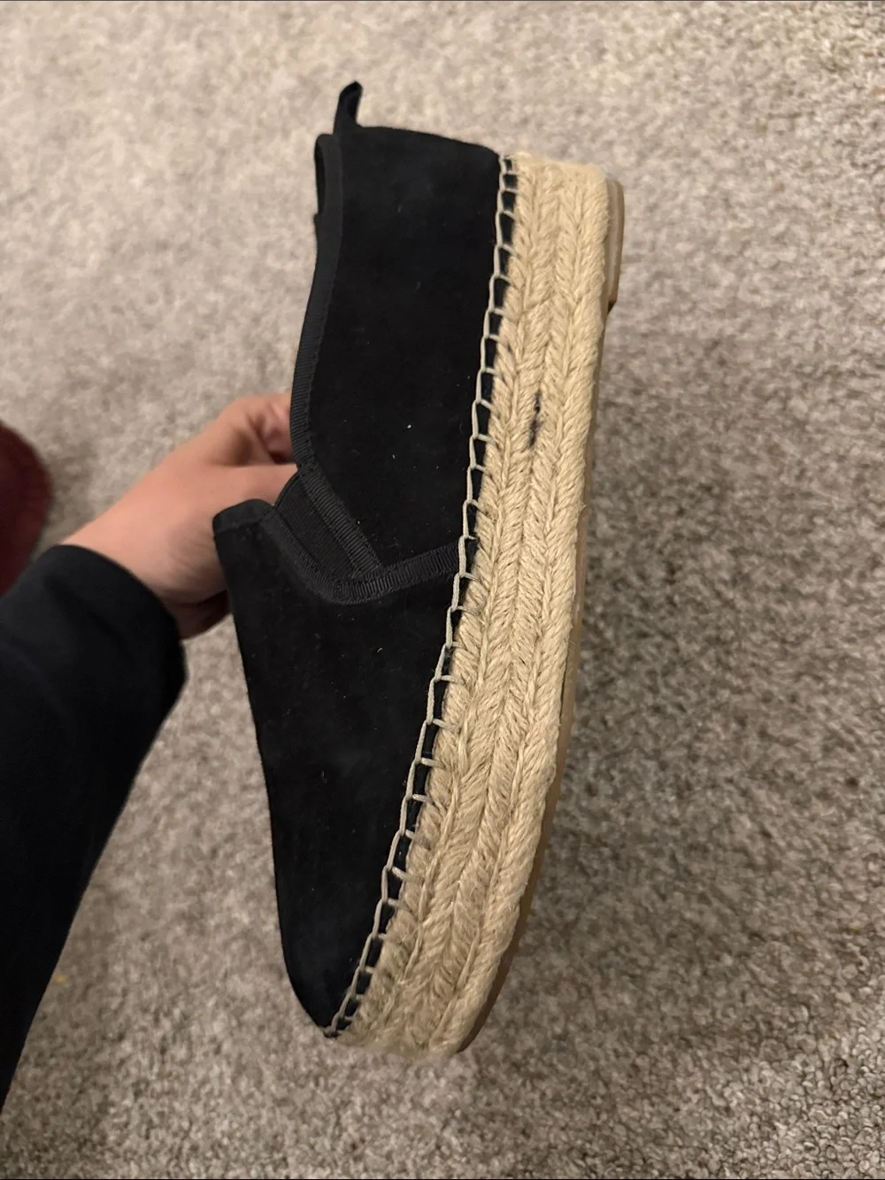 Sam Edelman Carrin black suede leather slip-on deck espadrilles size 10M